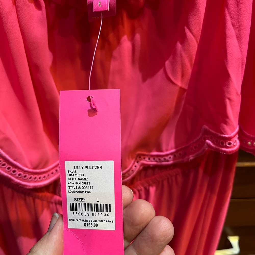 Lilly Pulitzer Adia Maxi Dress.  NWT. Love potion pink color. Size L - Picture 4 of 5
